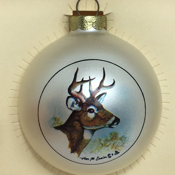 Bass Pro Shop Christmas Ornament Deer Head White Round Glass Topperscot Vintage - Picture 7 of 12